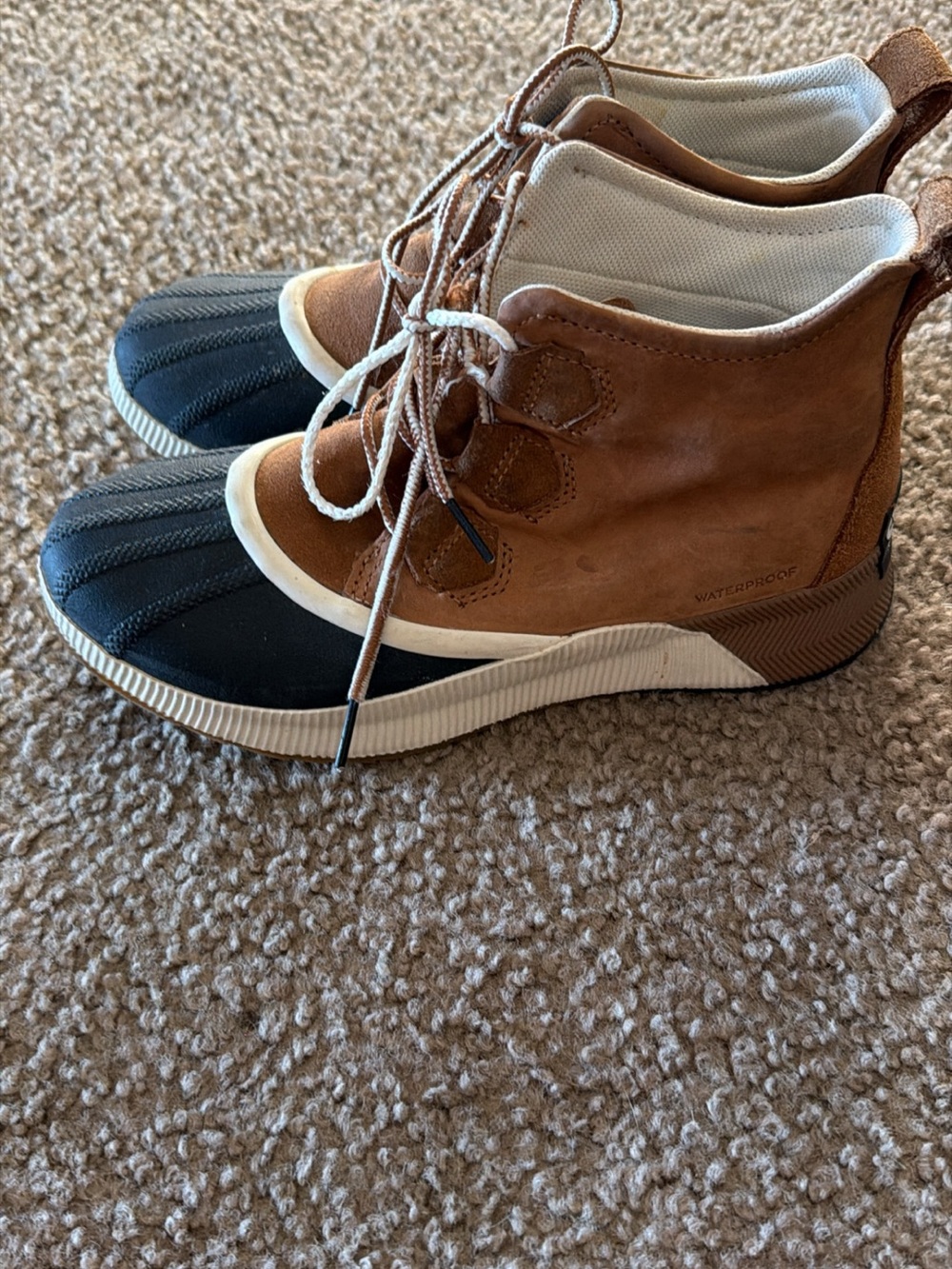 Sorel Men's Brown and Black Waterproof Lace-Up Duck Boots